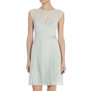 KAREN MILLEN Aqua Green Pleated Corset Style Cocktail Party Dress Size 8